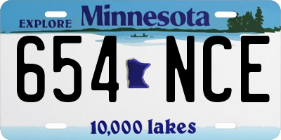 MN license plate 654NCE