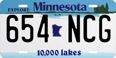 MN license plate 654NCG