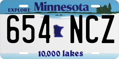 MN license plate 654NCZ