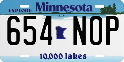 MN license plate 654NOP
