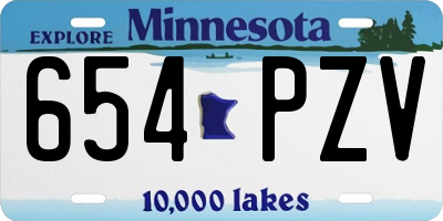 MN license plate 654PZV