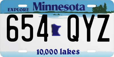 MN license plate 654QYZ