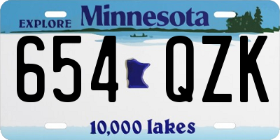 MN license plate 654QZK