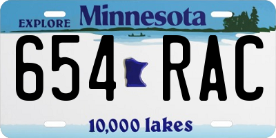 MN license plate 654RAC