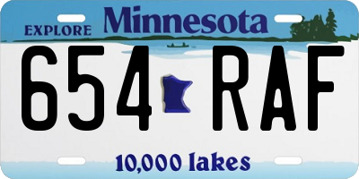MN license plate 654RAF