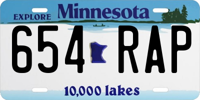 MN license plate 654RAP