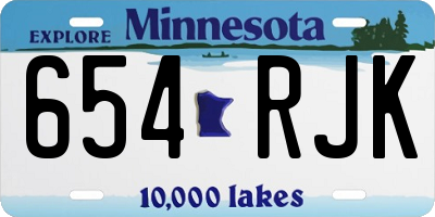 MN license plate 654RJK