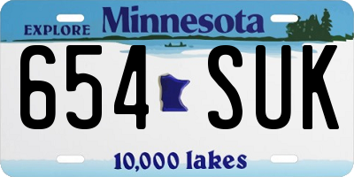 MN license plate 654SUK
