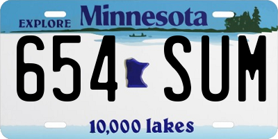 MN license plate 654SUM