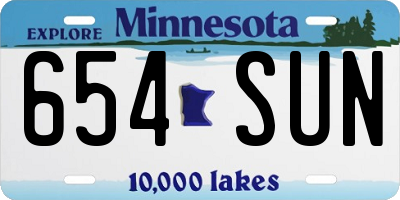 MN license plate 654SUN