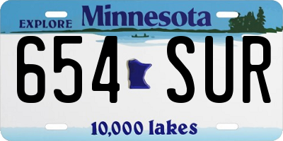 MN license plate 654SUR