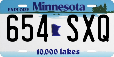 MN license plate 654SXQ