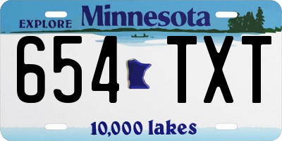 MN license plate 654TXT