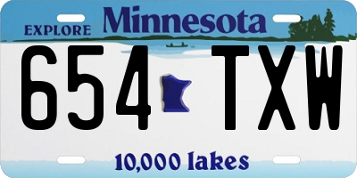 MN license plate 654TXW