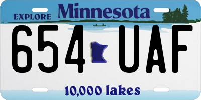 MN license plate 654UAF