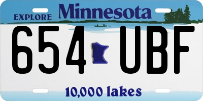 MN license plate 654UBF