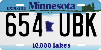 MN license plate 654UBK