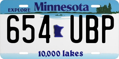 MN license plate 654UBP