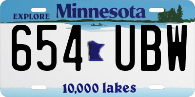 MN license plate 654UBW