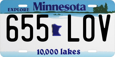 MN license plate 655LOV