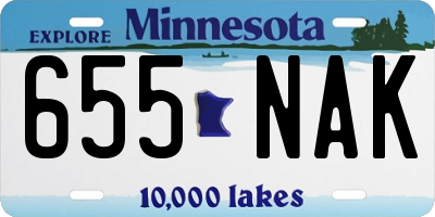MN license plate 655NAK
