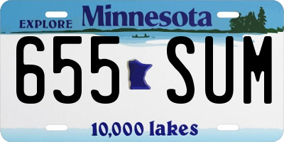MN license plate 655SUM