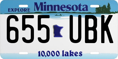 MN license plate 655UBK