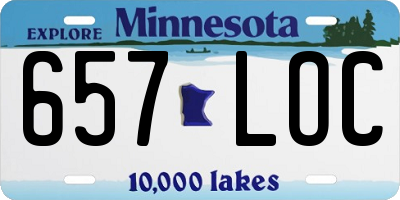 MN license plate 657LOC