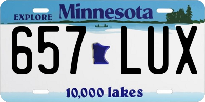 MN license plate 657LUX