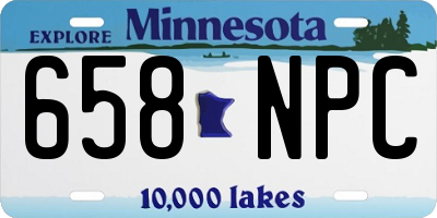 MN license plate 658NPC