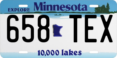 MN license plate 658TEX