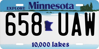MN license plate 658UAW