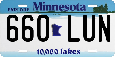 MN license plate 660LUN