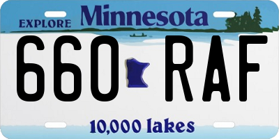 MN license plate 660RAF