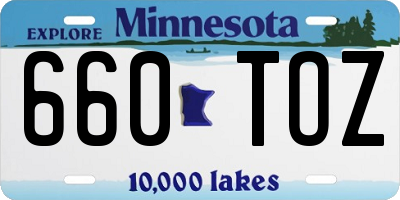 MN license plate 660TOZ