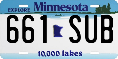 MN license plate 661SUB