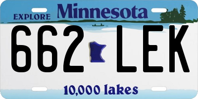 MN license plate 662LEK