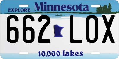 MN license plate 662LOX