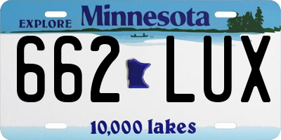 MN license plate 662LUX