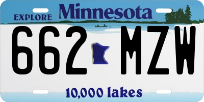 MN license plate 662MZW