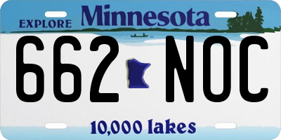 MN license plate 662NOC