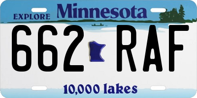 MN license plate 662RAF
