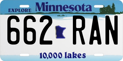 MN license plate 662RAN