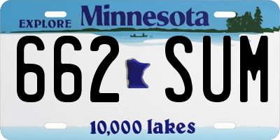 MN license plate 662SUM
