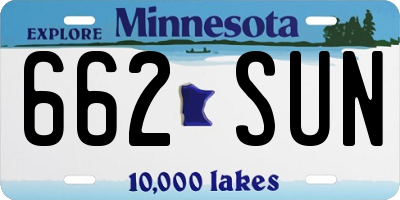 MN license plate 662SUN
