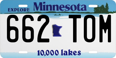 MN license plate 662TOM
