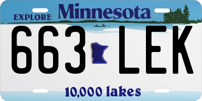 MN license plate 663LEK