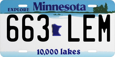 MN license plate 663LEM