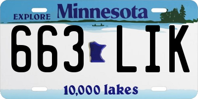 MN license plate 663LIK