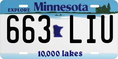 MN license plate 663LIU